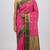 Rose pink and bottle green korvai semi silk saree