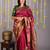 Maroon and gold saree