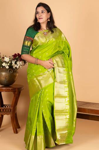 Green kalyana oorvalam pure kanchi silk saree