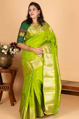 Green kalyana oorvalam pure kanchi silk saree
