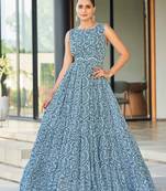 Women grey paisley printed sleeveless round neck maxi dress