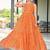 Women orange paisley printed sleeveless round neck maxi dress