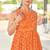 Women orange paisley printed sleeveless round neck maxi dress