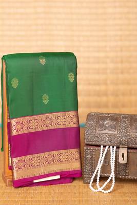 Pine green and orchid purple retta patta border pure touch silk saree 2