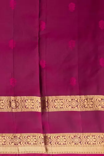 Pine green and orchid purple retta patta border pure touch silk saree