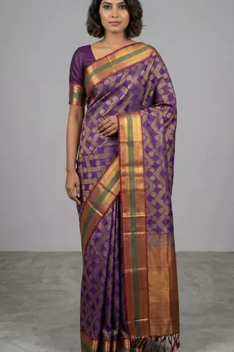 Plum purple and maroon soft silk saree