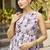 Women purple floral printed sleeveless round neck maxi dress