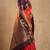 Bright orange and plum purple  retta patta border semi silk saree
