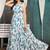 Women tuquaise blue floral printed sleeveless round neck maxi dress