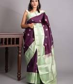 Violet and mint green pure kanjivaram silk saree