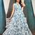 Women tuquaise blue floral printed sleeveless round neck maxi dress