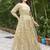 Women beige printed flared anarkali dress