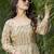 Women beige printed flared anarkali dress