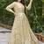 Women beige printed flared anarkali dress