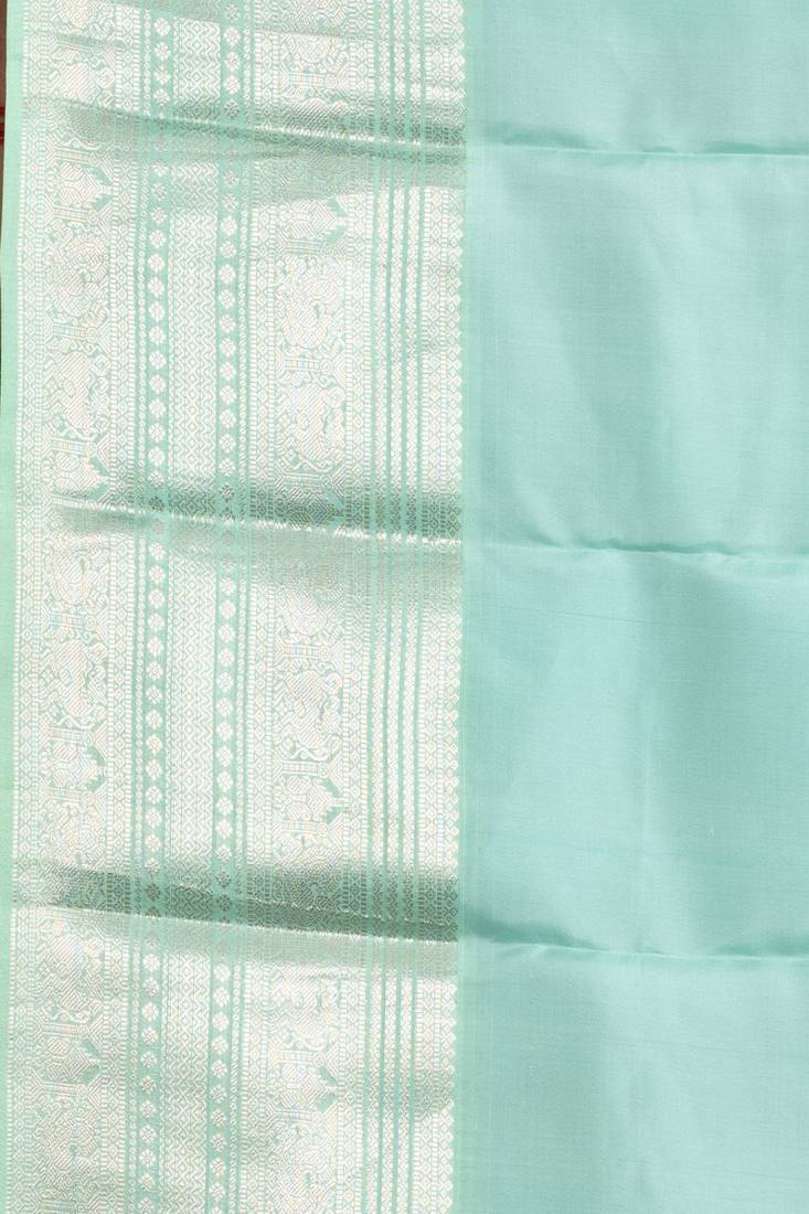 Violet and teal green pure kanjivaram silk saree