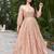 Women peach printed flared anarkali dress