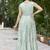 Women seagreen printed sleeveless flared maxi dress