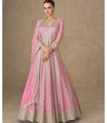 Light pink chinon silk gowns full size free size 