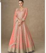 Light orange chinon silk gowns full size free size 