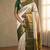 Silver grey and forest green soft silk saree
