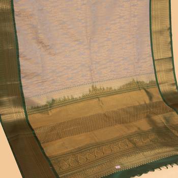 Silver grey and forest green soft silk saree 3