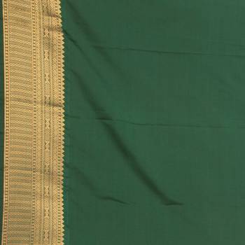 Silver grey and forest green soft silk saree 4