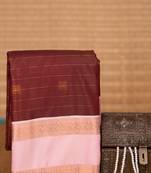 Maroon and baby pink  retta patta border semi silk saree