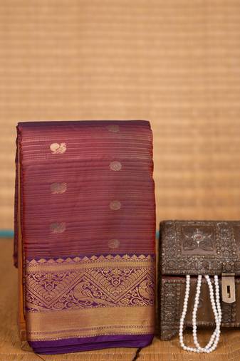 Dual tone maroon and purple soft silk saree