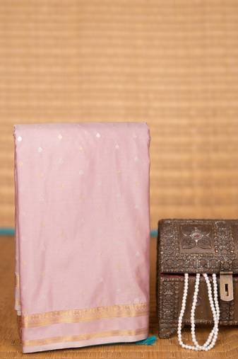 Dusky rose and rama blue soft silk saree