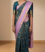 Peacock blue and lilac lavender vairaoosi soft silk saree