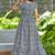 Women grey floral printed flared maxi dress