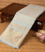 Powder blue and reddish pink soft silk saree