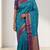 Peacock blue and purple soft silk saree