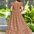 Women rust floral printed flared maxi dress