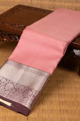 Salmon pink  and rosewood pink pure touch silk saree