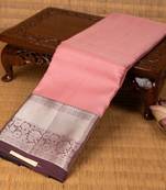 Salmon pink  and rosewood pink pure touch silk saree