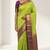Pear green and brown semi silk saree