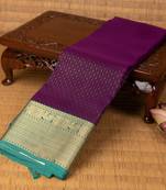 Blue violet and teal green pure touch silk saree