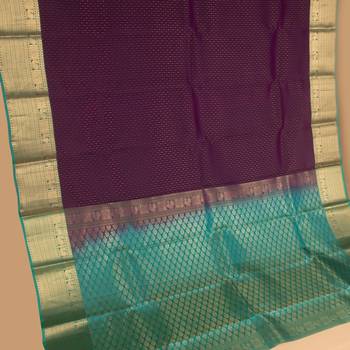 Blue violet and teal green pure touch silk saree 2