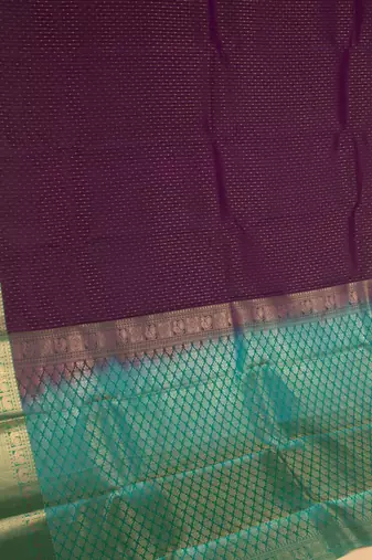 Blue violet and teal green pure touch silk saree