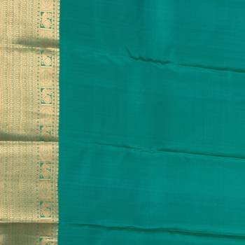 Blue violet and teal green pure touch silk saree 3