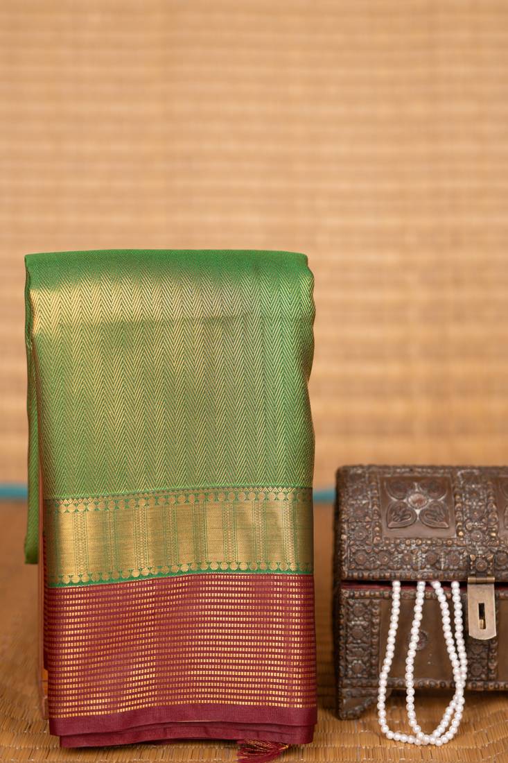 Jungle green and maroon soft silk saree