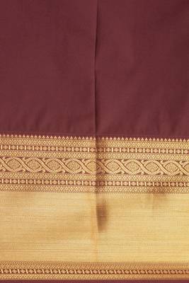 Pear green and brown semi silk saree 4