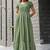 Women green floral printed flared maxi dress