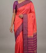 Mulberry pink pure touch silk saree