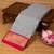 Ice grey and rani pink semi silk saree