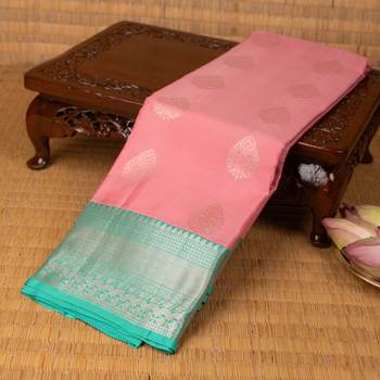 Fandango pink and cyan blue pure touch silk saree 2