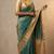 Teal green and off white soft silk saree