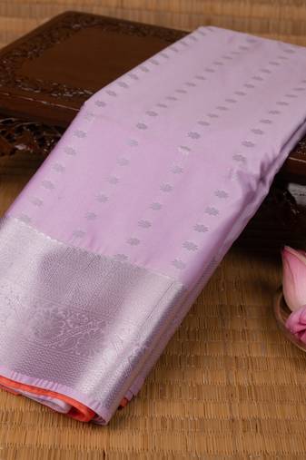 Lilac lavender and salmon orange soft silk saree