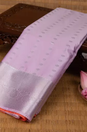 Lilac lavender and salmon orange soft silk saree